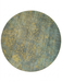 8' Round Blue & Gold Distressed Floral Traditional Washable Area Rug isolated on a white background.