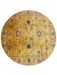 8' Round Gold Distressed Floral Medallion Vintage Traditional Area Rug isolated on a white background.