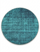 8' Round Teal & Charcoal Distressed Modern Washable Area Rug displayed on a clean background highlighting the textured distressed pattern and rich teal tones.