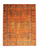 8' x 10' Rectangular Orange & Green Tree Motif Traditional Vintage Washable Area Rug isolated on a white background.