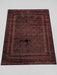 8' x 10' rectangular burgundy & black distressed geometric traditional area rug isolated on a white background.