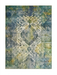 8' x 12' Rectangular Blue & Green Distressed Floral Vintage Washable Area Rug displayed on a plain background.