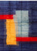 8' x 12' Rectangular Blue & Multicolor Abstract Modern Area Rug shown in a close-up product design view highlighting the abstract pattern.