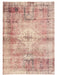 8' x 12' Rectangular Pink & Ivory Distressed Oriental Vintage Area Rug isolated on a white background.