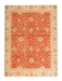 8' x 12' Rectangular Rust Orange & Ivory Floral Traditional Washable Area Rug isolated on a white background.