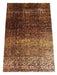 8' x 12' rectangular brown & tan animal print leopard pattern modern area rug isolated on a white background.