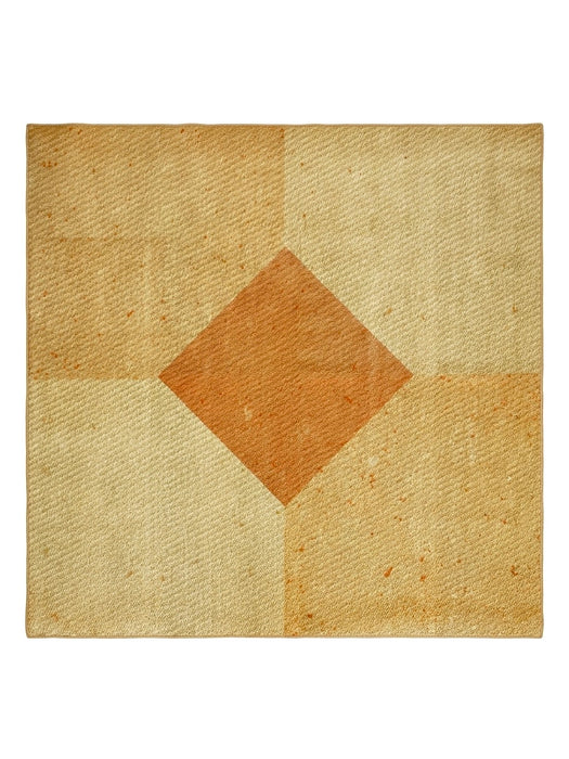 8' x 8' Square Beige Orange Geometric Modern Area Rug isolated on a white background.