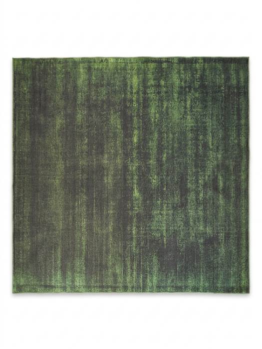 8' x 8' Square Green & Charcoal Distressed Abstract Modern Washable Area Rug isolated on a white background.