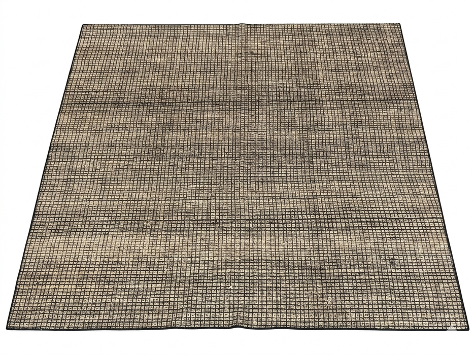 8' x 8' Square Ivory Charcoal Grid Modern Washable Area Rug displayed on a white background, showcasing its clean ivory and charcoal grid pattern.