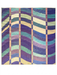 8' x 8' Square Purple Multi Color Wavy Striped Modern Washable Area Rug isolated on a white background.
