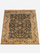 8' x 8' square gold & black floral medallion traditional area rug isolated on a white background.
