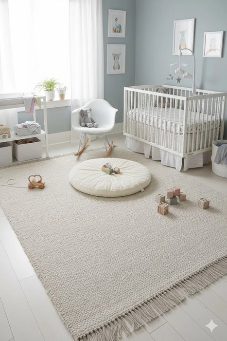Size 5'x7' Bleached Jute with Fringe Rug Gray/Grey - Hearth & Hand™ with Magnolia