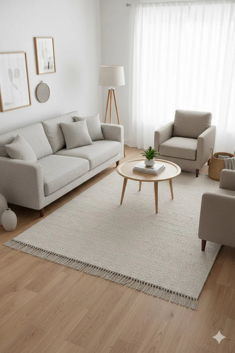 Size 5'x7' Bleached Jute with Fringe Rug Gray/Grey - Hearth & Hand™ with Magnolia