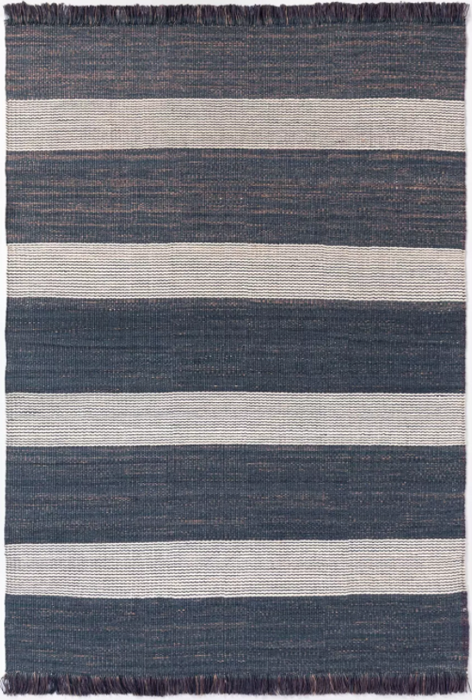 5'x7' Blue Highland Hand Woven Striped Jute/Wool Area Rug