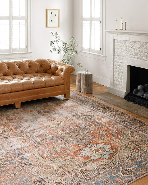 7'-6" x 9'-6" Color:Terracotta / Sky  Loloi II Loren Area Rug