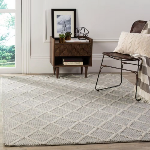 Size 8'X10' Color Silver/Ivory Allie Diamond Accent Rug - Safavieh