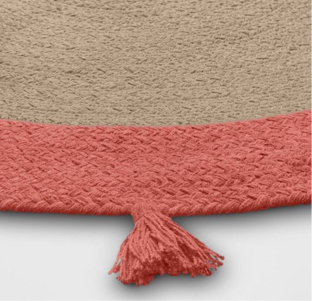 Size 4'x5'6" Color Rose Pink Braided Border Rug - Pillowfort™