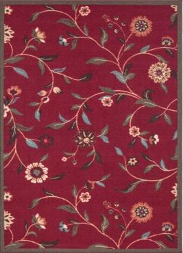 Ottohome Collection Non-Slip Rubberback Floral Leaves 5x7 Indoor Area Rug, 5 ft. x 6 ft. 6 in., Dark Red