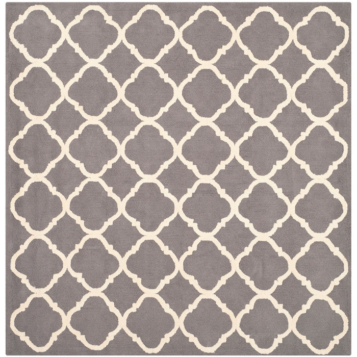 5' X 5' Blue/ Ivory Square Safavieh Hand-hooked Newport Cotton Rug