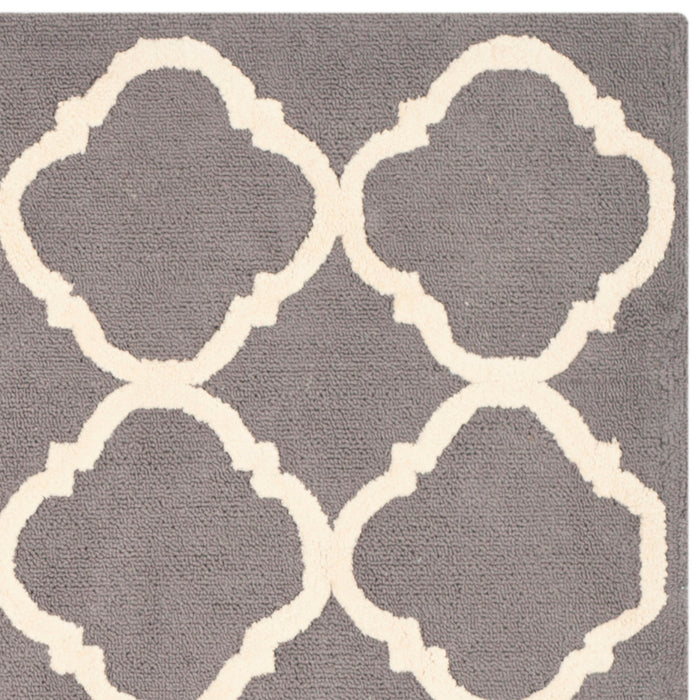 5' X 5' Blue/ Ivory Square Safavieh Hand-hooked Newport Cotton Rug