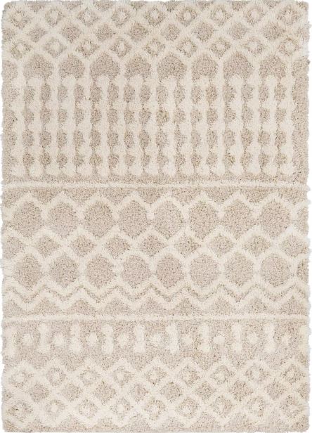 Size 4'3"x5'7" Color Cream Pinnacle Shag Global Rug - Artistic Weavers