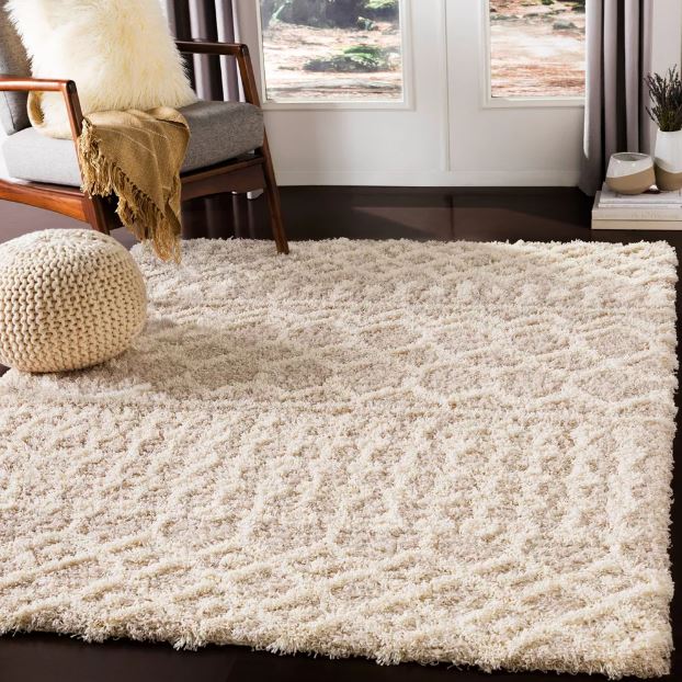 Size 4'3"x5'7" Color Cream Pinnacle Shag Global Rug - Artistic Weavers