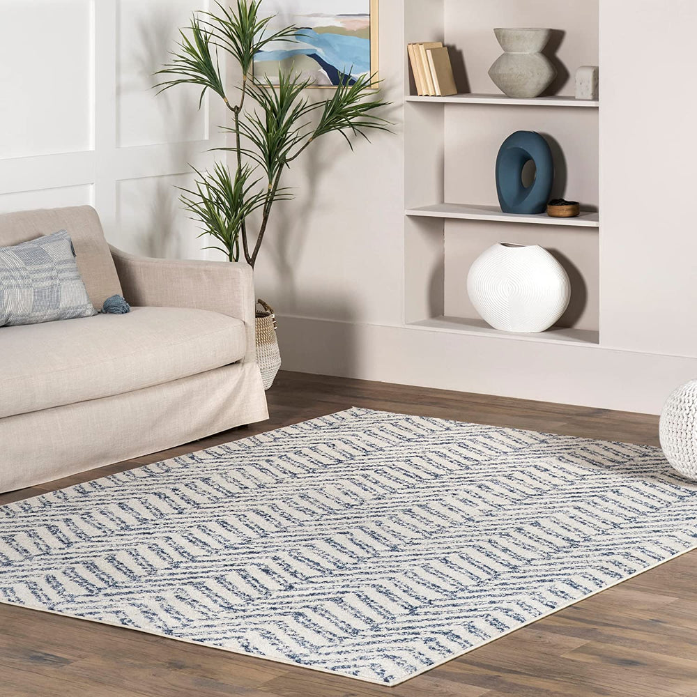 5' x 7' 5", Blue Transitional Striped Area Rug By nuLOOM