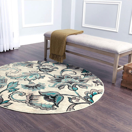 Home Dynamix Boho Odesa Contemporary Floral Area Rug, 7 ft 10 in, Ivory/Blue