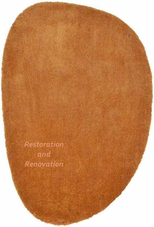 Restoration and Renovation Modern Oval Shape Wool Rug - Irregular Shaped with Soft and Cozy Texture - Ideal for Living Room, Bedroom and More (5x8 Feet, Gold)