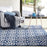 Ompaa Ultra Soft Shaggy Rugs Memory Foam Bedroom Carpet, Blue 6 x 9 Feet, Plush Geometric Textured Area Rugs for Living Room Couch Dorm Bedside Kids Girls Teens Room Nursery Decor Floor Mat