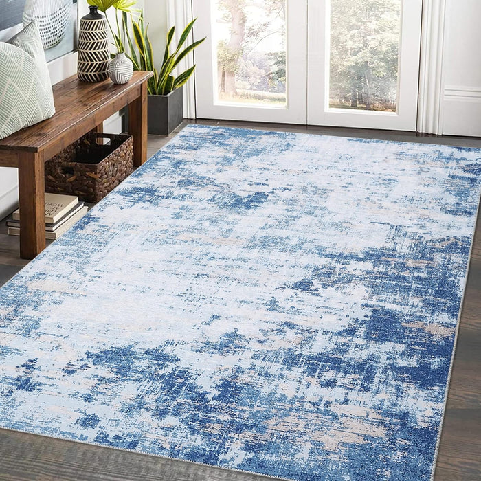 4' x 6' Navy Modern Abstract Contemporary Area Rugs