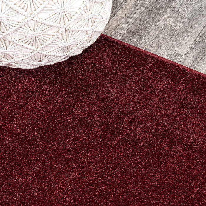 4' Round Red Solid Low-Pile Indoor Area Rug Easy-Washing By JONATHAN Y