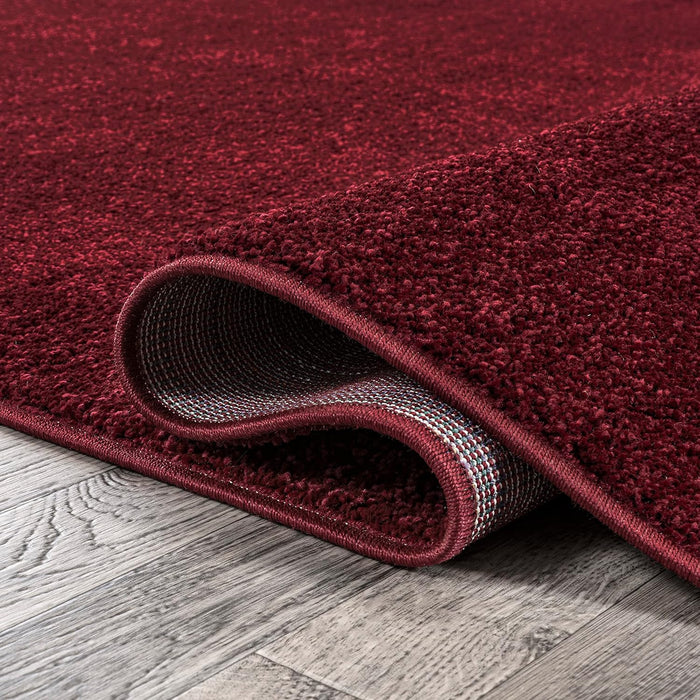 4' Round Red Solid Low-Pile Indoor Area Rug Easy-Washing By JONATHAN Y