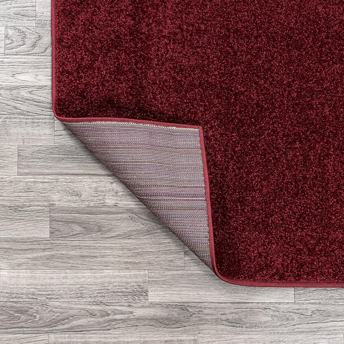 4' Round Red Solid Low-Pile Indoor Area Rug Easy-Washing By JONATHAN Y