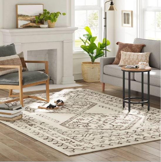 Size 7'x10' Distressed Persian Accent Rug Cream - Threshold™