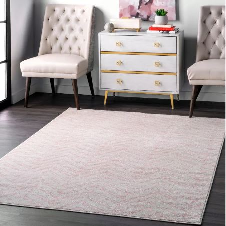 Size 6' 7" x 9' Color Pink Nuloom Rosanne Transitional Striped Area Rug