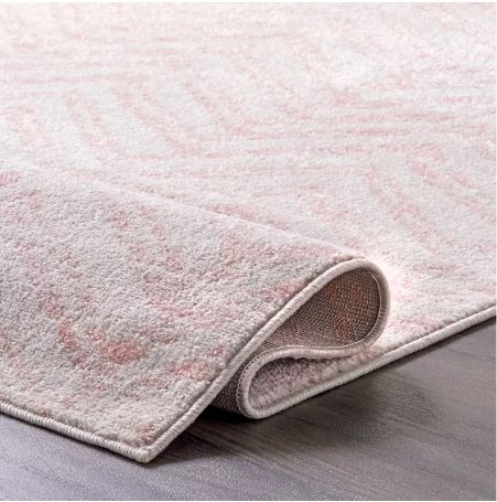 Size 6' 7" x 9' Color Pink Nuloom Rosanne Transitional Striped Area Rug