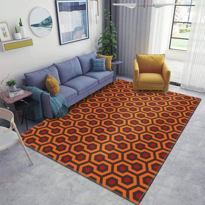 4x5 Area Rugs The Shining Overlook Hotel Small Rugs for Bedroom, Orange Hexagon Low Pile are Not Stumbling Foot Kids Rugs for Playroom Living Room End Table Nursery