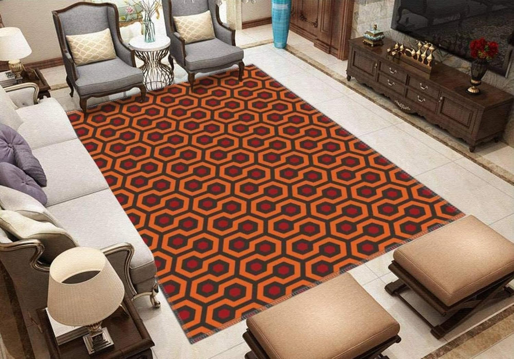 4x5 Area Rugs The Shining Overlook Hotel Small Rugs for Bedroom, Orange Hexagon Low Pile are Not Stumbling Foot Kids Rugs for Playroom Living Room End Table Nursery