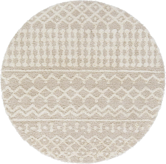 Livabliss Hapsburg Moroccan Shag Area Rug, 7'10" Round, Beige