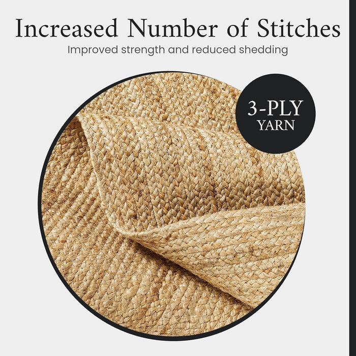 3x5 Natural Jute Area Rug, Eco Friendly and Hypoallergenic Durable/Non-Shed Natural Fiber Carpet as Living Room Carpet or Jute Mat - Non-Slip Backing/Non-Stain Perfect for High Traffic Areas