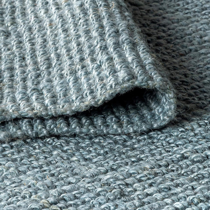3 ft x 5 ft, Light Blue/Gray Hand Woven Chunky Jute with Fringe Indoor Area -Rug Bohemian Farmhouse