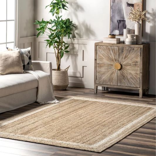 5x8 Off White Rikki Coastal Braided Jute Indoor Area Rug by Nuloom
