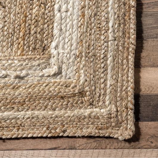5x8 Off White Rikki Coastal Braided Jute Indoor Area Rug by Nuloom