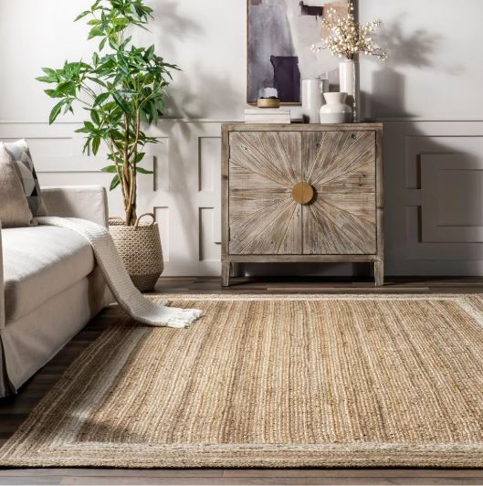 5x8 Off White Rikki Coastal Braided Jute Indoor Area Rug by Nuloom