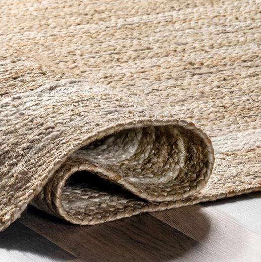 5x8 Off White Rikki Coastal Braided Jute Indoor Area Rug by Nuloom