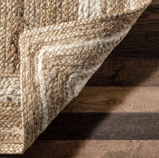 5x8 Off White Rikki Coastal Braided Jute Indoor Area Rug by Nuloom