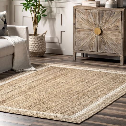 5x8 Off White Rikki Coastal Braided Jute Indoor Area Rug by Nuloom