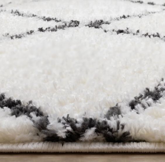 5'3" x 7'7" Simple Shag White Black Trellis Indoor Area Rug