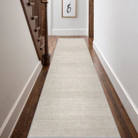 2' x 12' (Beige) Vintage Striped Non Slip Washable Area Rug